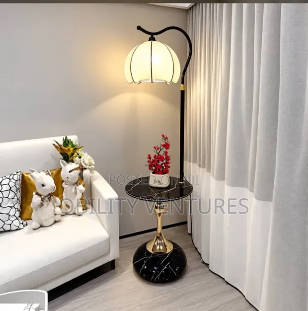 Luxury Modern LED Floor Lamp with Side Table - 1