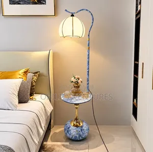 Luxury Modern LED Floor Lamp with Side Table