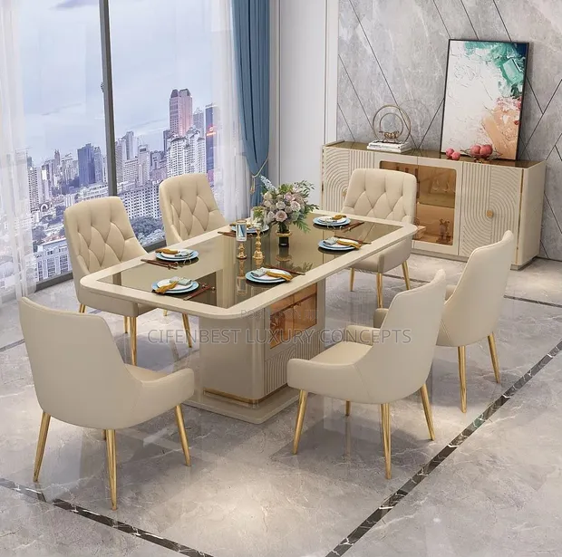 Executive Six-Seater Dining Table Set with 6 Chairs - 1