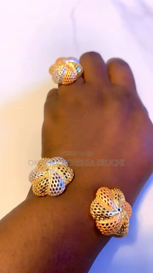 Chunky Stainless Steel Bangles - Gold - 1