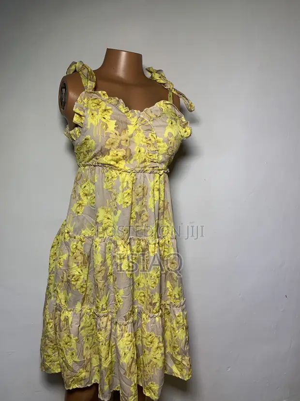 Elegant Yellow Chiffon Mini Dress - 1