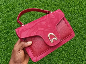 Wine Red Marble Mini Handbag with Gold Clasp