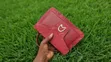 Wine Red Marble Mini Handbag with Gold Clasp - 2