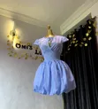 Elegant Women's Casual Midi Dress - Baby Blue - 3