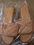 Dior Classic Brown Faux Leather Slippers - Girman 39 - 2