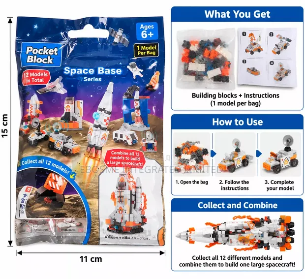 Pocket Block Space Base Mini Building Toy - 1 Model, Shekaru 6+ - 1