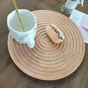 Natural Wood Decorative Round Serving Platter Trays