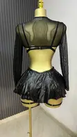 Premium Faux Leather Cosplay & Lingerie Set - Black - 4