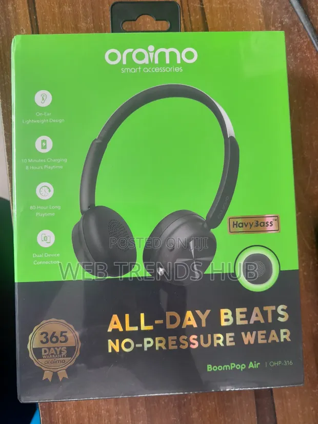 Oraimo BoomPop Air (OHP-316) Bluetooth Headphones - Na'urori Biyu - 1