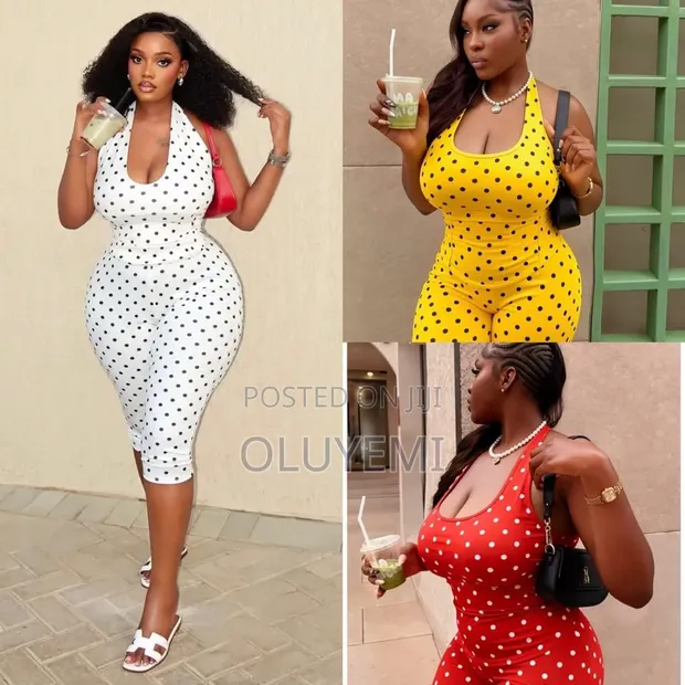 Jumpsuit Mai Kyau na Polka Dot da Hannun Hannu - 1