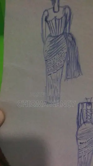 Original Corset Dress Sketch for Tailors