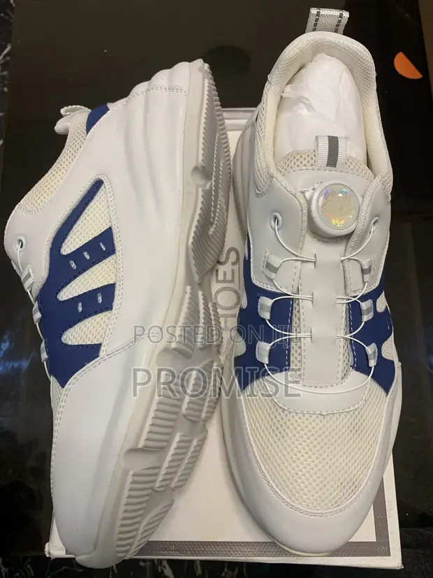 Adidas White Blue Lace-Up Sneakers - Men's Size 42 - 1