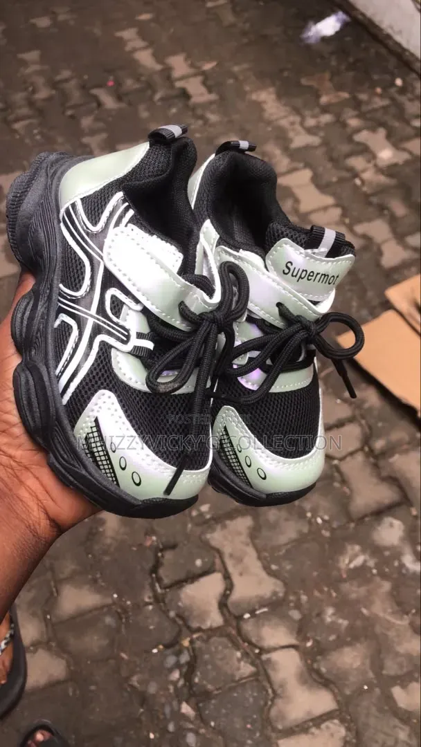 Takalmi Na Yara Maza Da Mata Chunky Velcro Lace-Up - Baki/Fari - 1