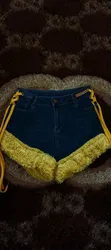Fur Crop-Ribbon Bumshorts - 4