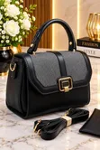 Classic Black Leather Box Handbag - 1