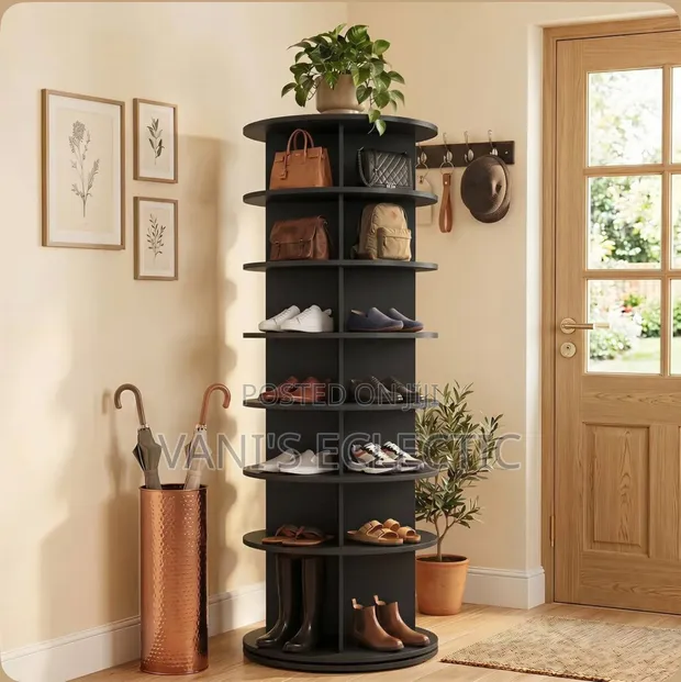 360° Rotating 7-Tier Shoe Rack & Bag Organizer - 1