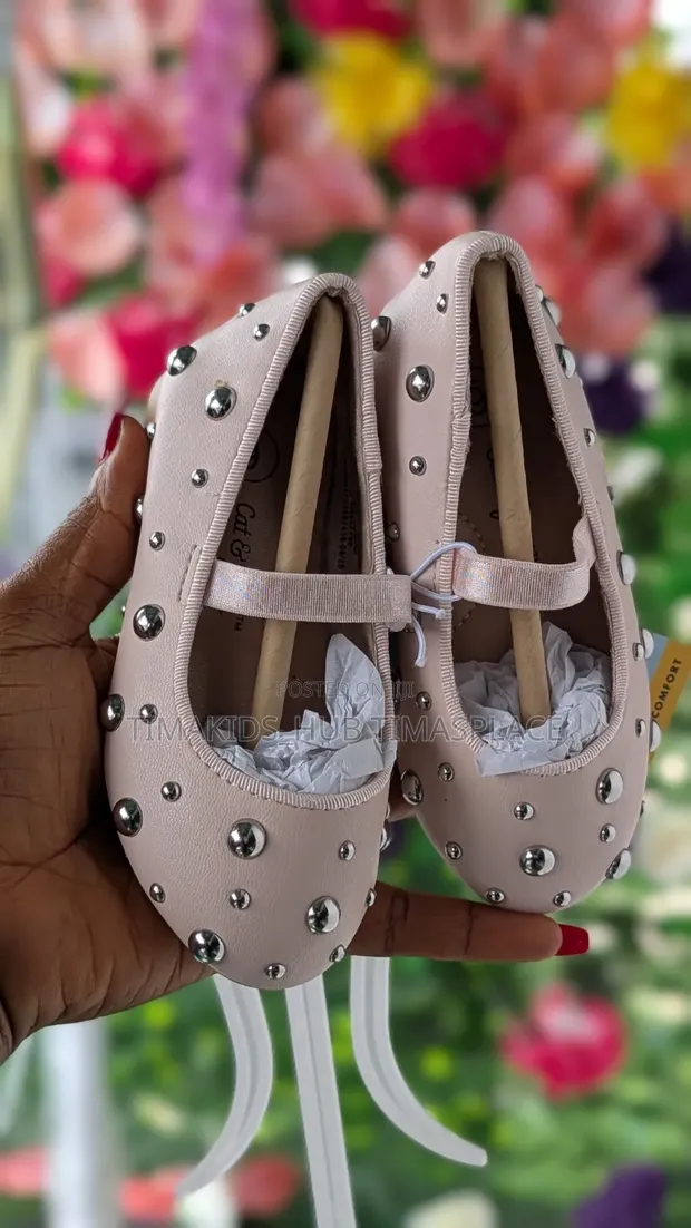 Girl's Cat & Jack Studded Ballet Flats - Pink - 1