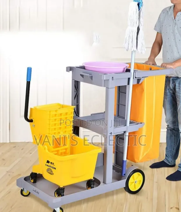 Commercial Janitorial Cleaning Trolley - Heavy Duty Housekeeping Cart - 1