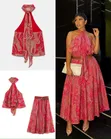 Kyakyawan Maxi Dress Mai Ruched & Paisley Halter Two-Piece Set - 2