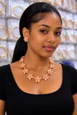 Elegant Black Gemstone-Like Petal Necklace - 1