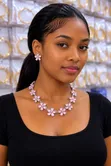 Elegant Black Gemstone-Like Petal Necklace - 5