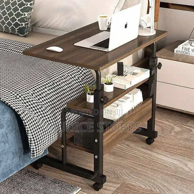 80cm Laptop Table - Brown, White, Black - 1