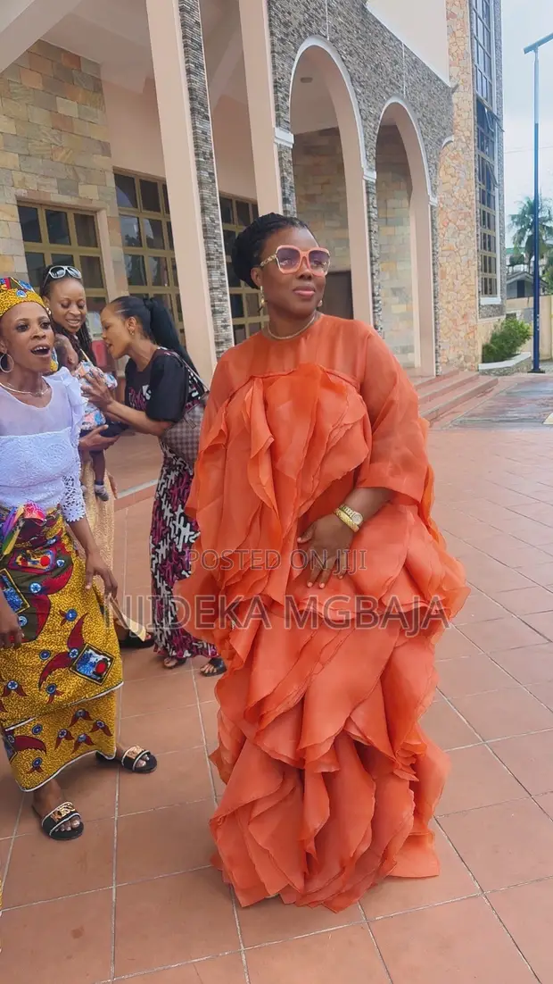 Elegant Orange Ruffle Maxi Dress - Statement Occasion Wear - 1