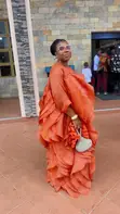 Elegant Orange Ruffle Maxi Dress - Statement Occasion Wear - 2