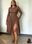 Luxury Polka Dot Ruched Pleated Midi Dress - 1