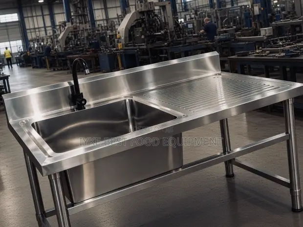 Single Bowl Stainless Steel Sink with Side Draining Board - 1