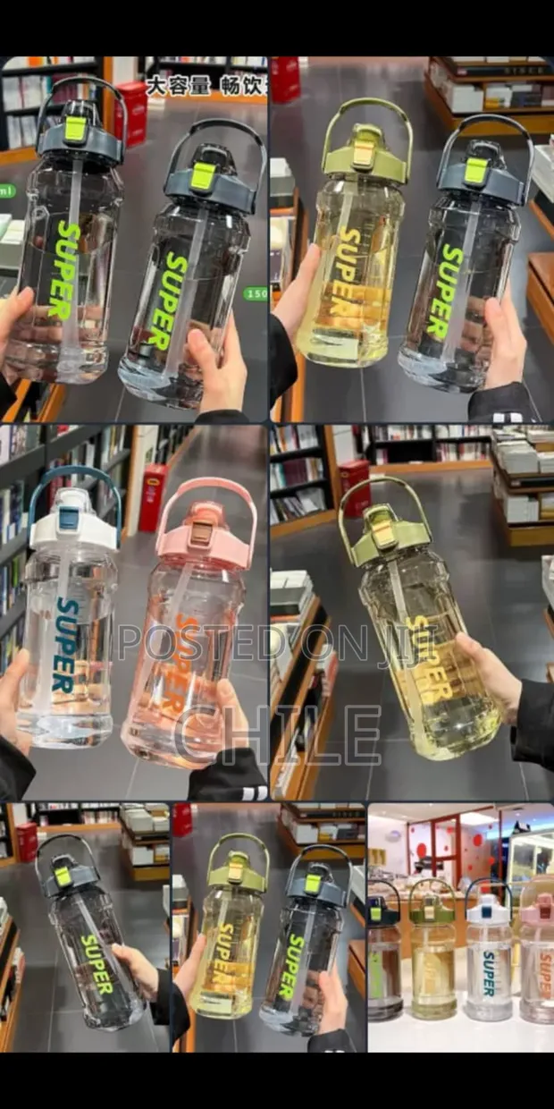 1300ML 3D Motivational Water Bottle with Straw & Stickers - 1