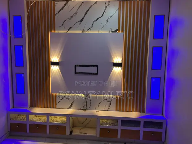 Luxury Modern TV Console with LED Lights - 1