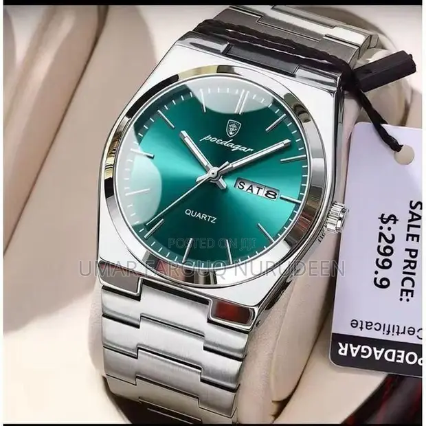 Poedagar Premium Stainless Steel Watch with Green Dial - 1