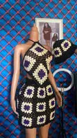 Crochet Three-Piece Set: Halter Top, Skirt, Bucket Hat - 2