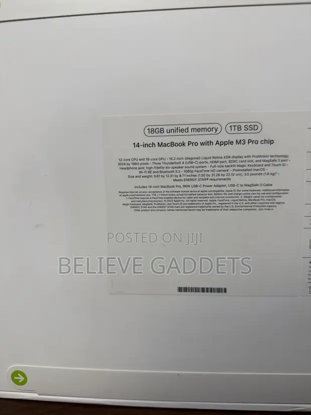 Apple MacBook Pro 2023 M3 Pro 14" 18GB RAM 1TB SSD - 1