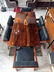 6-Gurbin Dining Set tare da Epoxy Table Top Coat - 3