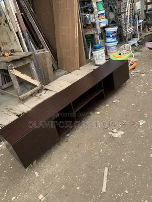 TV Console - Glossy Brown Engineered Wood