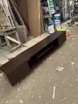 TV Console - Glossy Brown Engineered Wood - 1