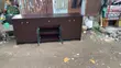TV Console - Glossy Brown Engineered Wood - 2