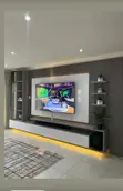 TV Console - Glossy Brown Engineered Wood - 4