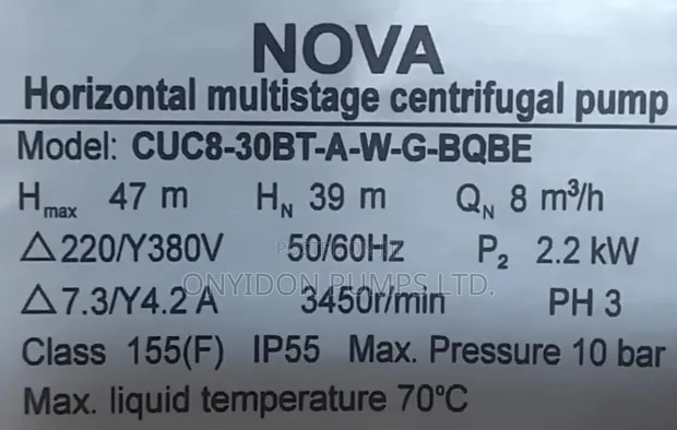Nova 3hp Multistage Centrifugal Water Pump - 1