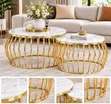 Gaskiyar Marble Nesting Center Table Mai Kafa Baƙi - 1