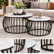 Gaskiyar Marble Nesting Center Table Mai Kafa Baƙi - 2