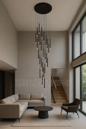 Modern LED Luxury Void Chandelier (600mm Height, 2800mm Drop, 30 Drops)