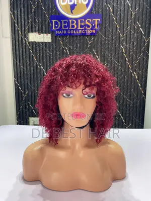 100% Human Hair Celebrity Fringe Wig - 12 Inch Burgundy