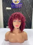 100% Human Hair Celebrity Fringe Wig - 12 Inch Burgundy - 2