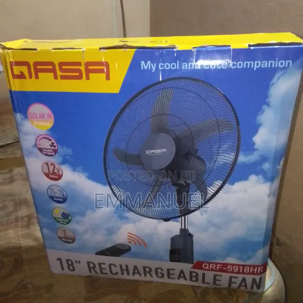 Qasa 18" Rechargeable Pedestal Fan - Brand New - 1