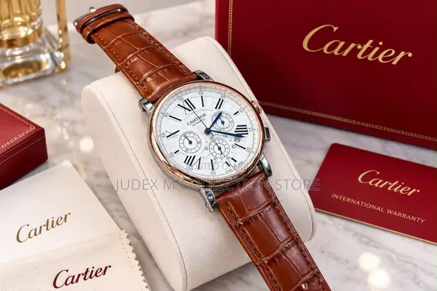 New Cartier Curren Leather Strap Chronograph Watch - 1