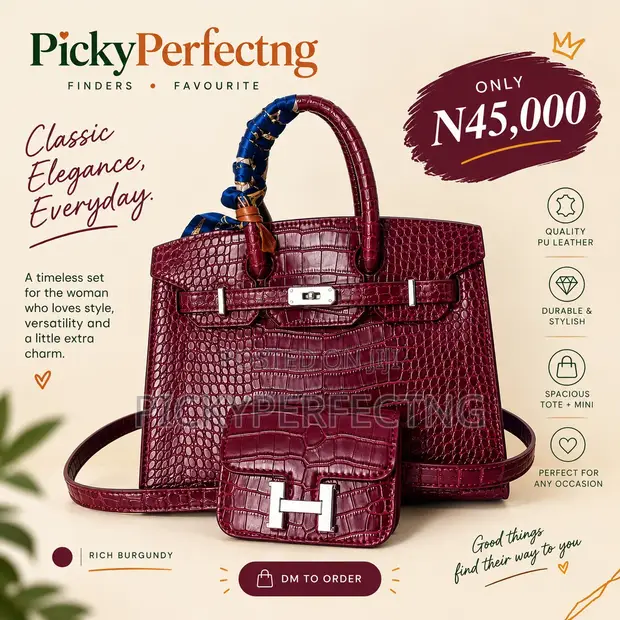Burgundy Croc-Texture Mini Waist/Crossbody Bag - 1