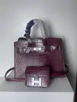 Burgundy Croc-Texture Mini Waist/Crossbody Bag - 2